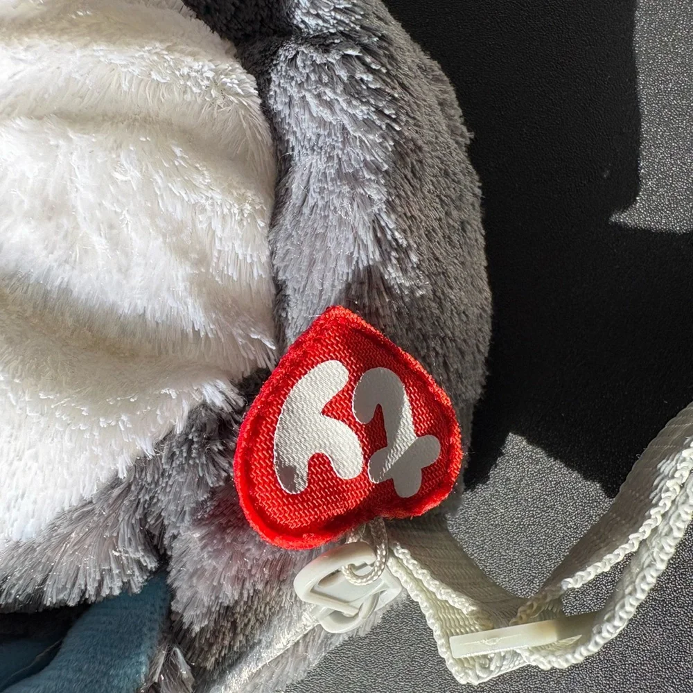Ty Slush Plush Bag with Gray and White Fur